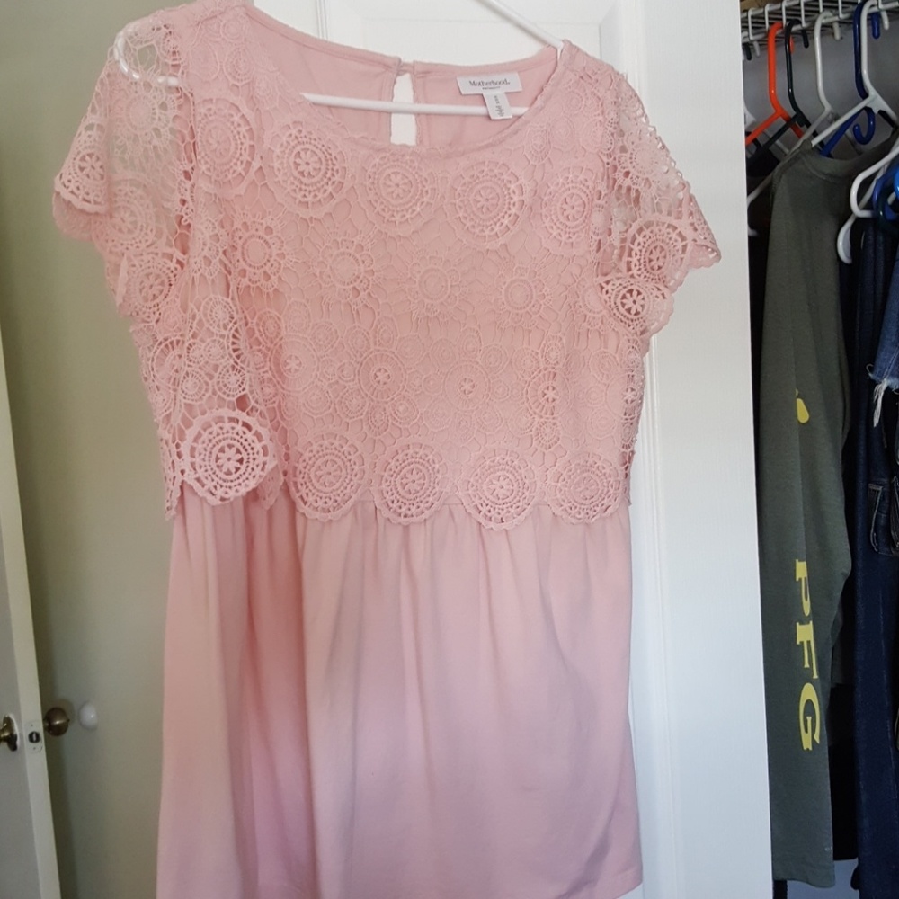 Pink Lace Maternity Blouss